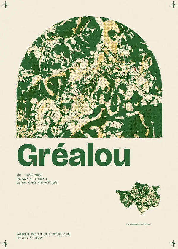 Affiche de Gréalou, calculée par 123-fr d'après l'IGN