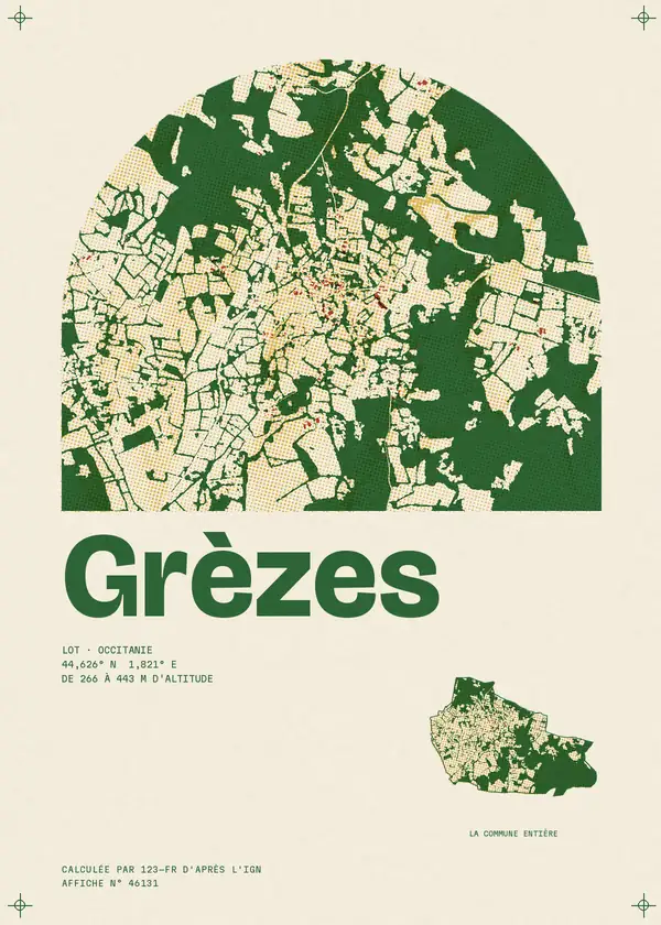 Affiche de Grèzes, calculée par 123-fr d'après l'IGN