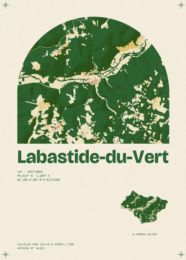 Affiche de Labastide-du-Vert, calculée par 123-fr d'après l'IGN