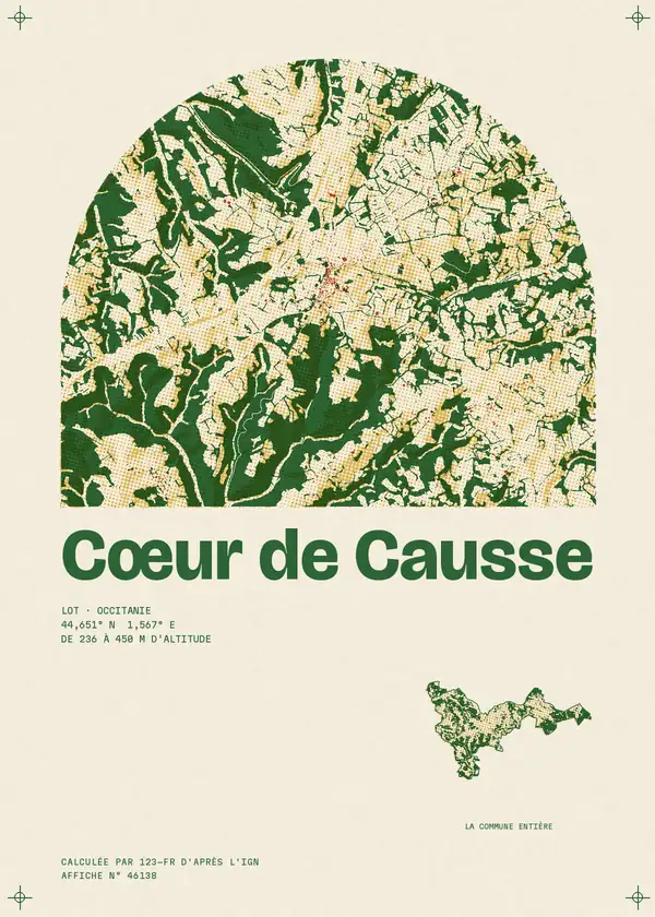 Affiche de Cœur de Causse, calculée par 123-fr d'après l'IGN