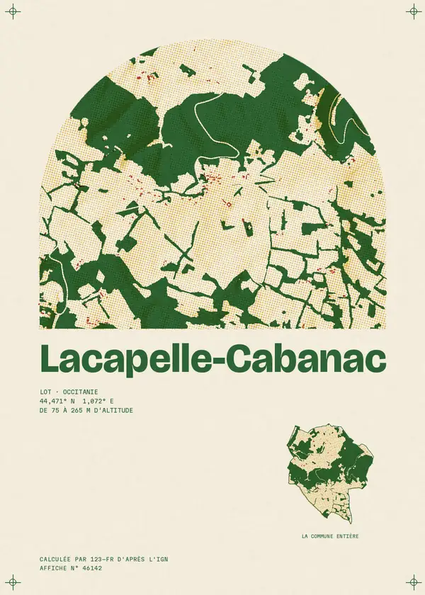 Affiche de Lacapelle-Cabanac, calculée par 123-fr d'après l'IGN