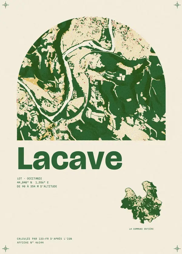 Affiche de Lacave, calculée par 123-fr d'après l'IGN