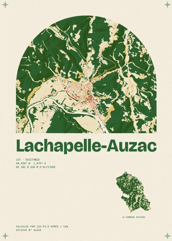 Affiche de Lachapelle-Auzac, calculée par 123-fr d'après l'IGN
