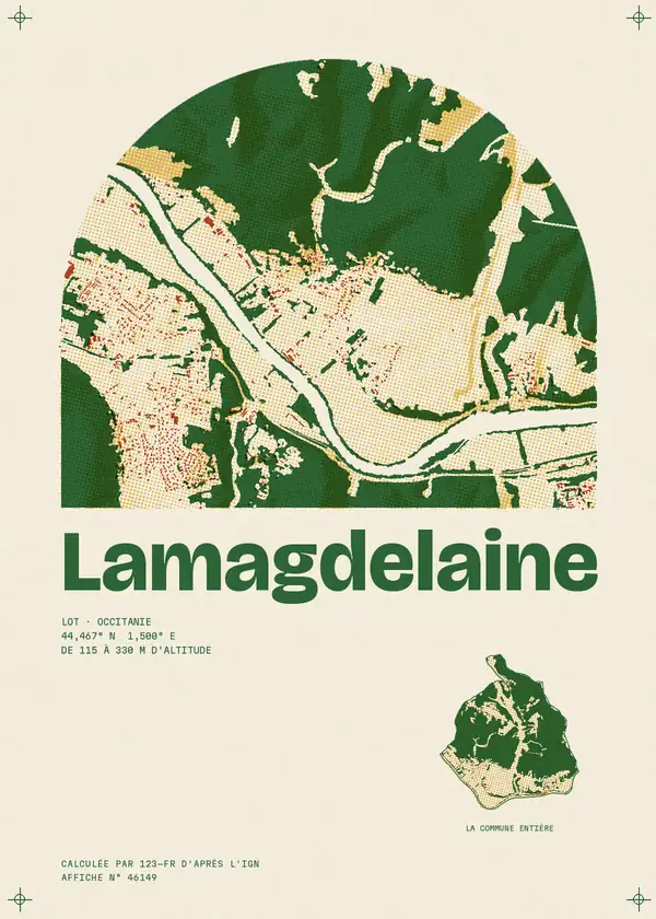 Affiche de Lamagdelaine, calculée par 123-fr d'après l'IGN