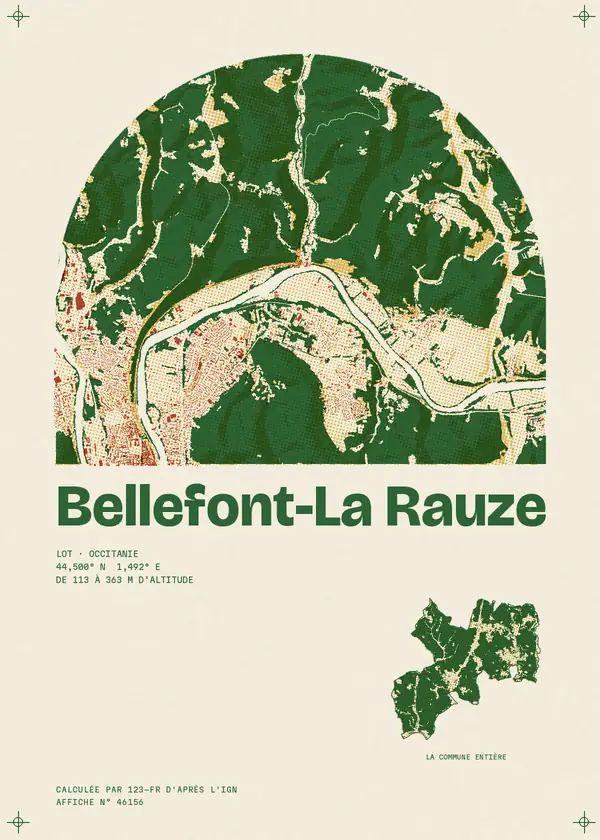 Affiche de Bellefont-La Rauze, calculée par 123-fr d'après l'IGN