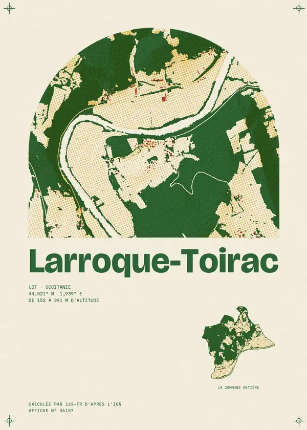 Affiche de Larroque-Toirac, calculée par 123-fr d'après l'IGN