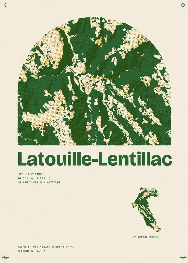 Affiche de Latouille-Lentillac, calculée par 123-fr d'après l'IGN