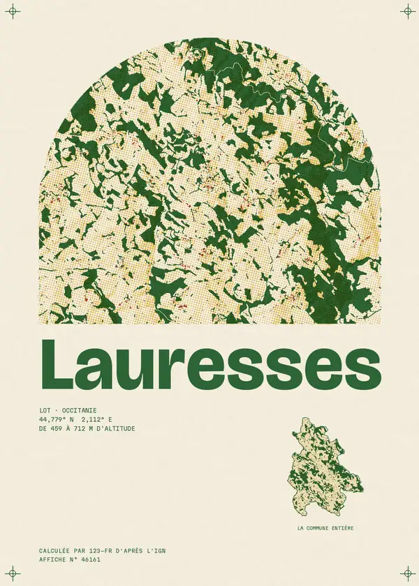 Affiche de Lauresses, calculée par 123-fr d'après l'IGN