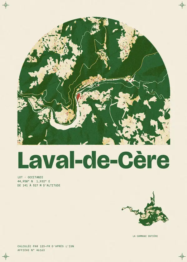 Affiche de Laval-de-Cère, calculée par 123-fr d'après l'IGN