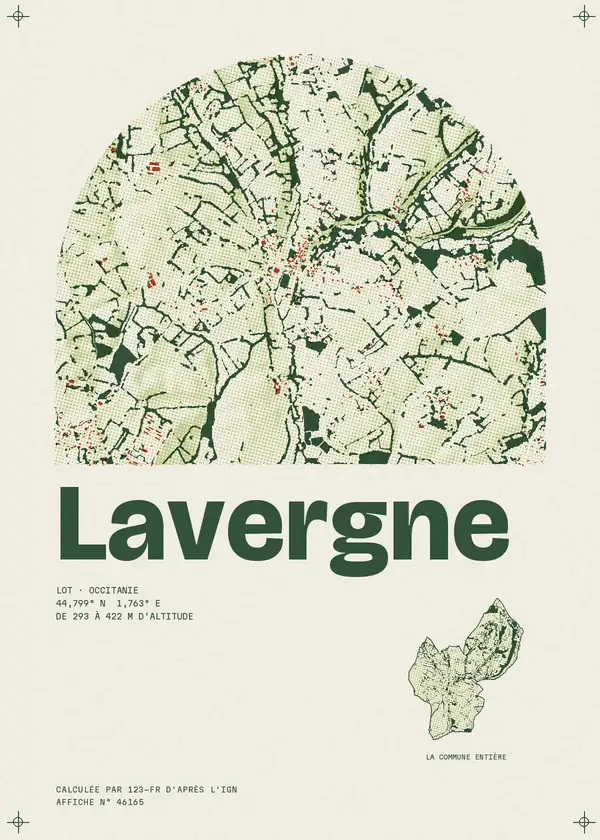 Affiche de Lavergne, calculée par 123-fr d'après l'IGN