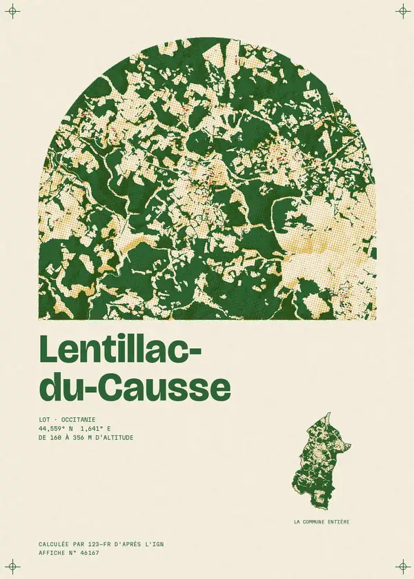 Affiche de Lentillac-du-Causse, calculée par 123-fr d'après l'IGN
