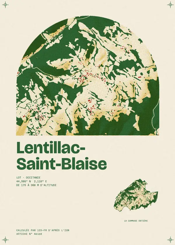 Affiche de Lentillac-Saint-Blaise, calculée par 123-fr d'après l'IGN