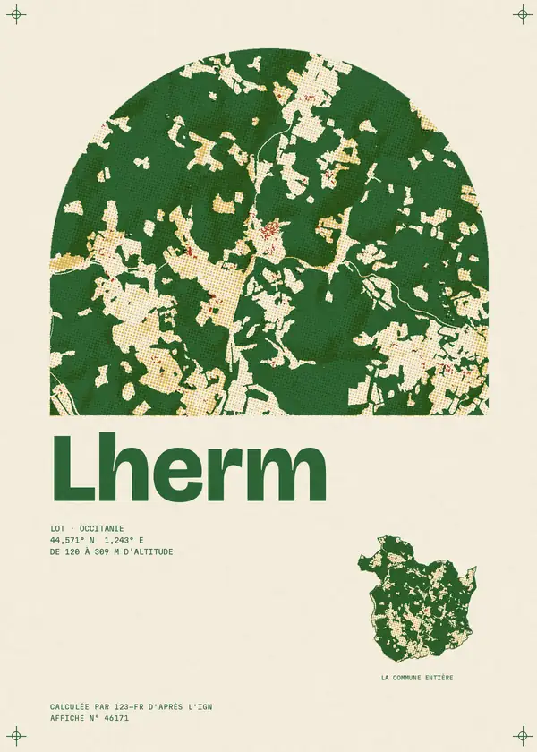Affiche de Lherm, calculée par 123-fr d'après l'IGN