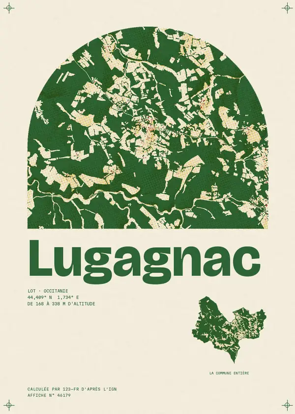 Affiche de Lugagnac, calculée par 123-fr d'après l'IGN