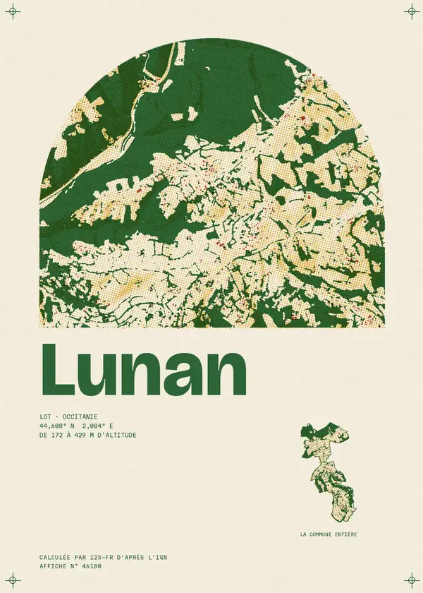 Affiche de Lunan, calculée par 123-fr d'après l'IGN