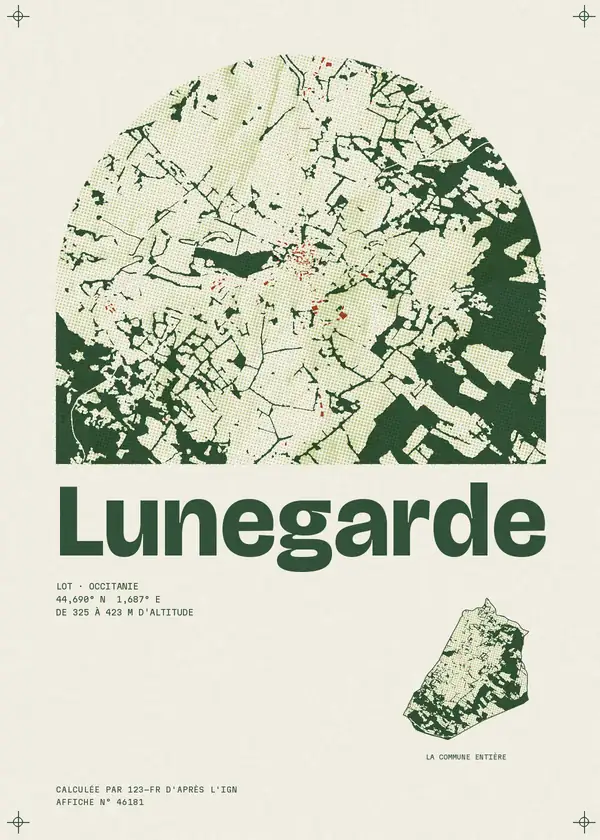 Affiche de Lunegarde, calculée par 123-fr d'après l'IGN