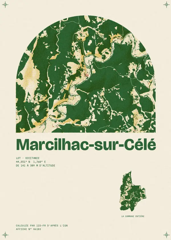 Affiche de Marcilhac-sur-Célé, calculée par 123-fr d'après l'IGN