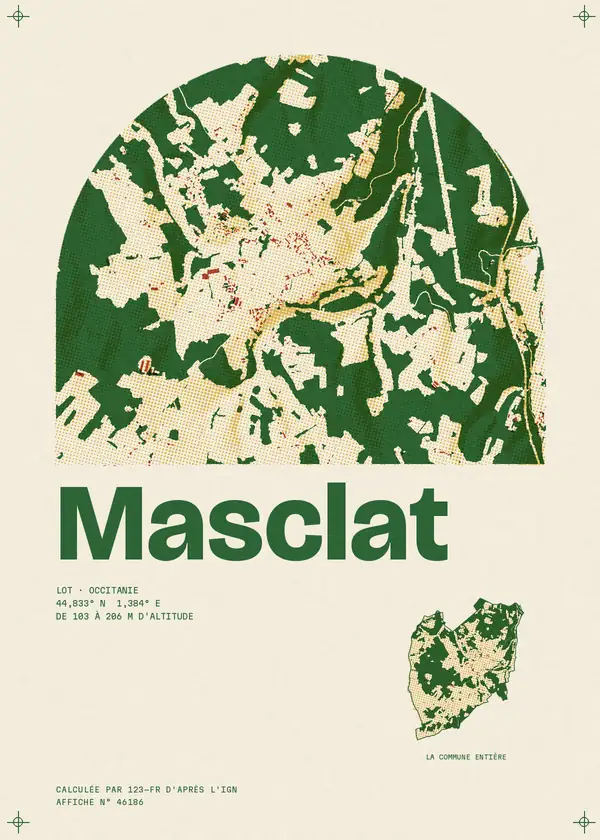 Affiche de Masclat, calculée par 123-fr d'après l'IGN