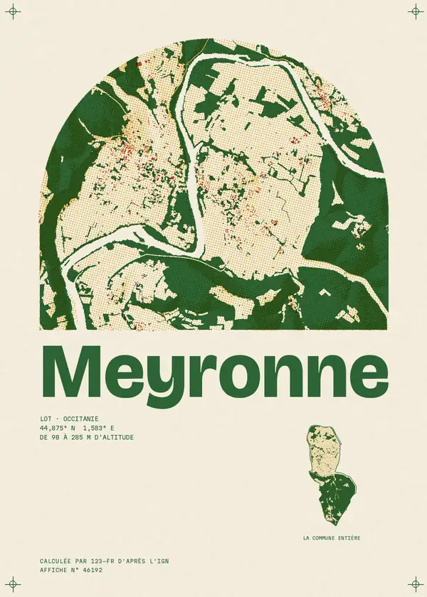 Affiche de Meyronne, calculée par 123-fr d'après l'IGN