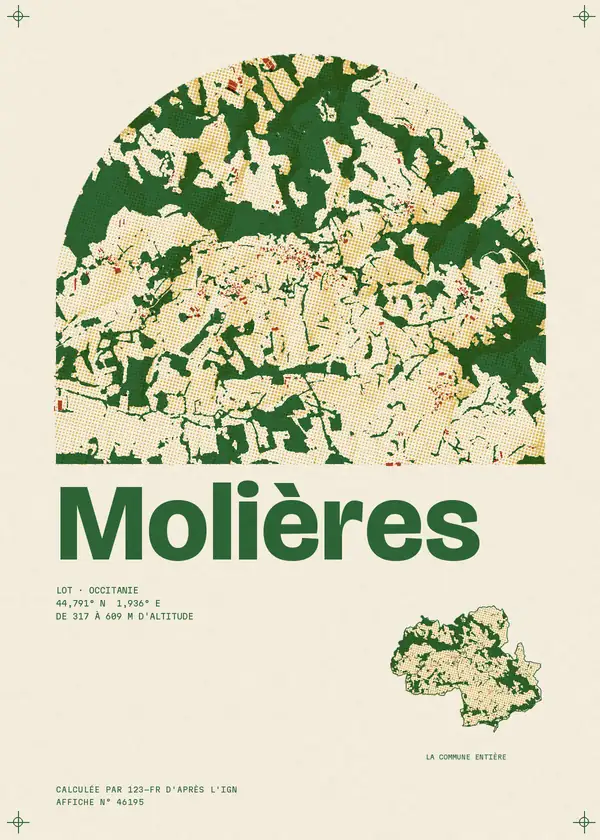 Affiche de Molières, calculée par 123-fr d'après l'IGN