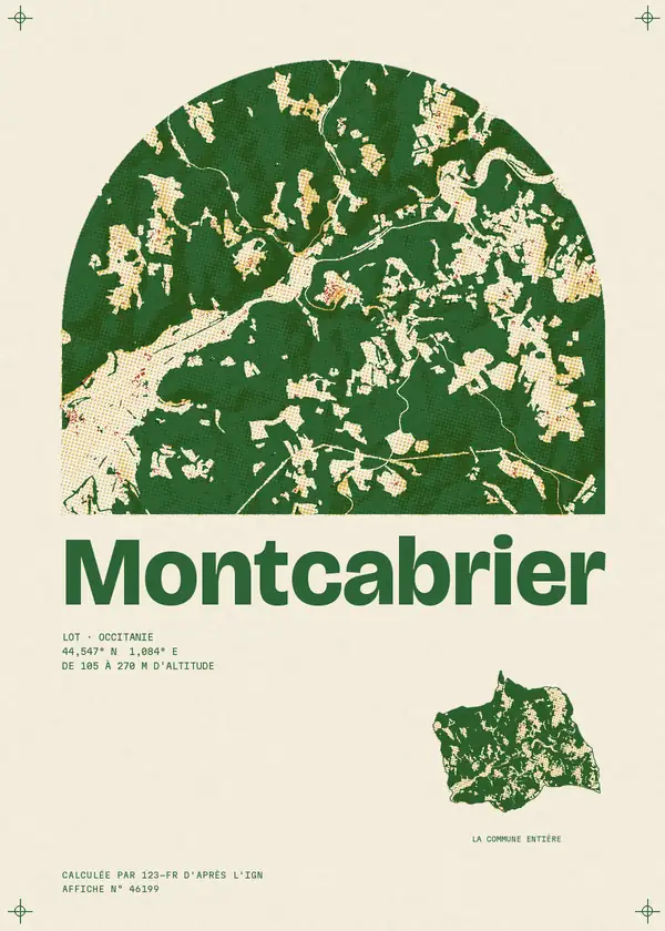 Affiche de Montcabrier, calculée par 123-fr d'après l'IGN