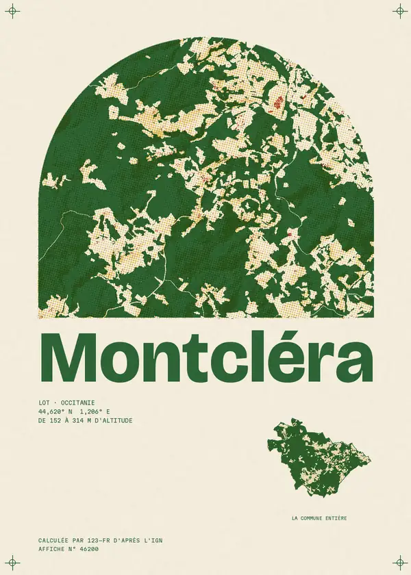 Affiche de Montcléra, calculée par 123-fr d'après l'IGN