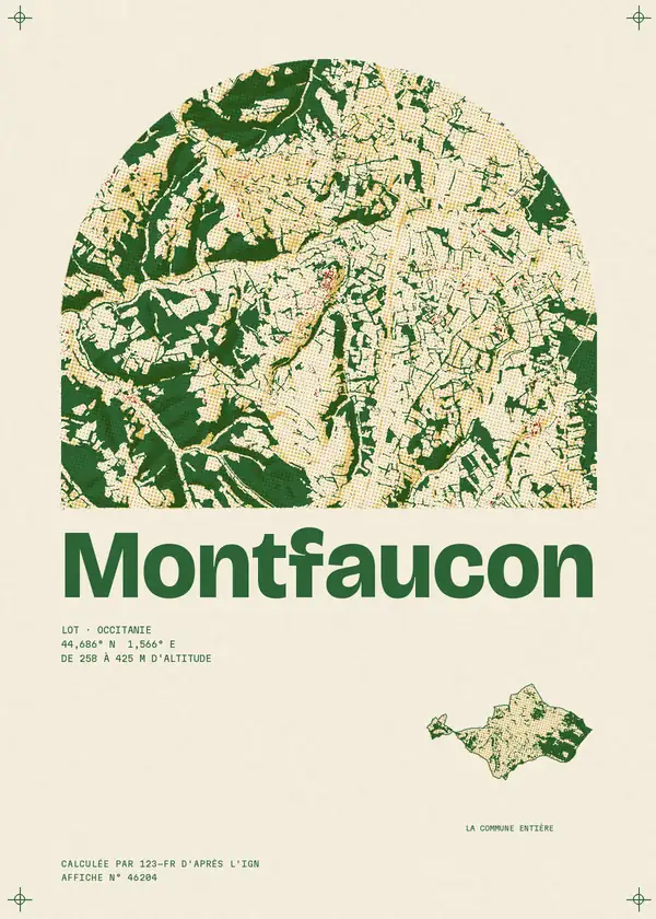 Affiche de Montfaucon, calculée par 123-fr d'après l'IGN