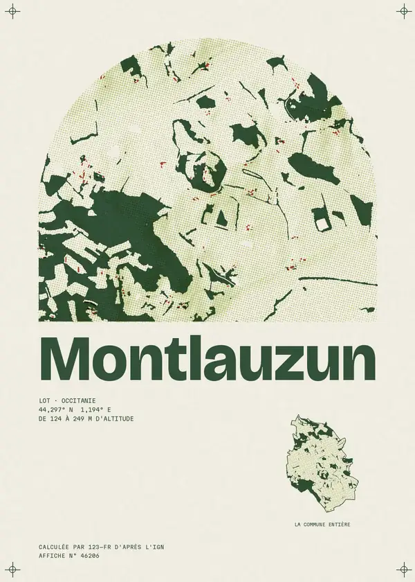 Affiche de Montlauzun, calculée par 123-fr d'après l'IGN