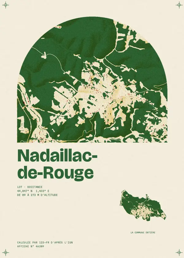 Affiche de Nadaillac-de-Rouge, calculée par 123-fr d'après l'IGN