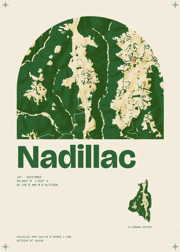 Affiche de Nadillac, calculée par 123-fr d'après l'IGN