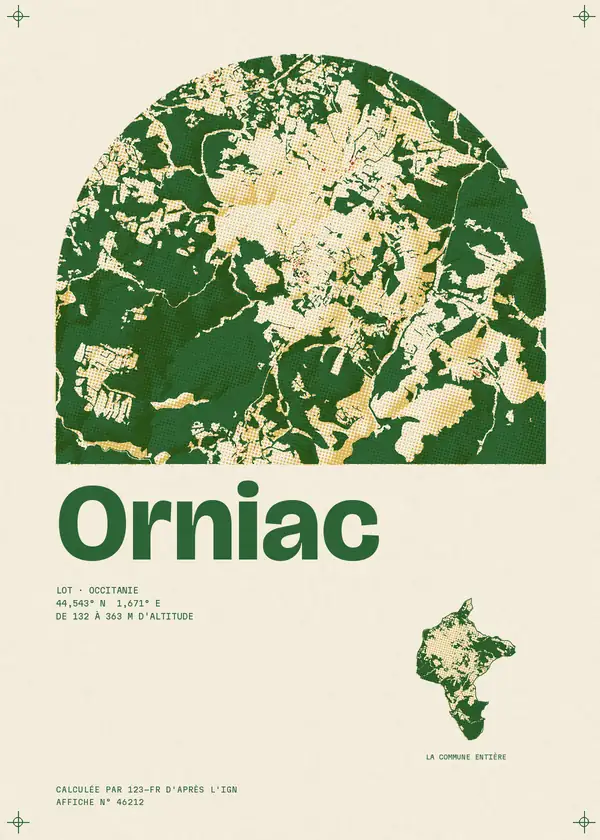 Affiche de Orniac, calculée par 123-fr d'après l'IGN