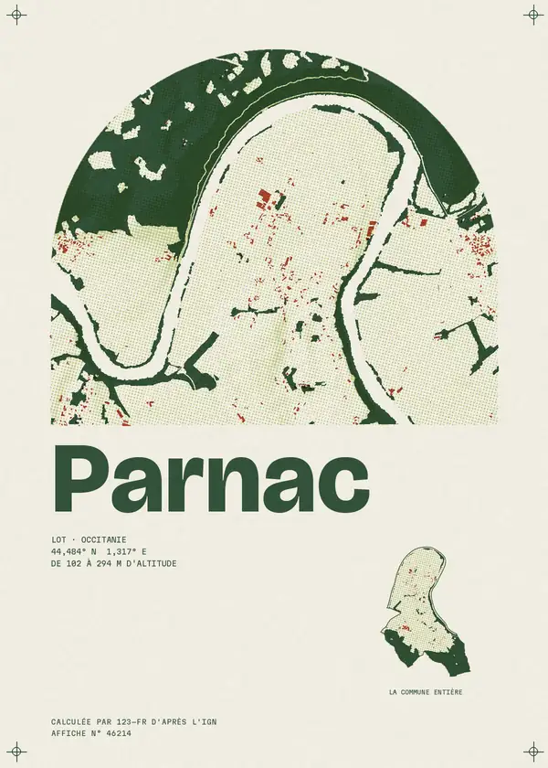 Affiche de Parnac, calculée par 123-fr d'après l'IGN