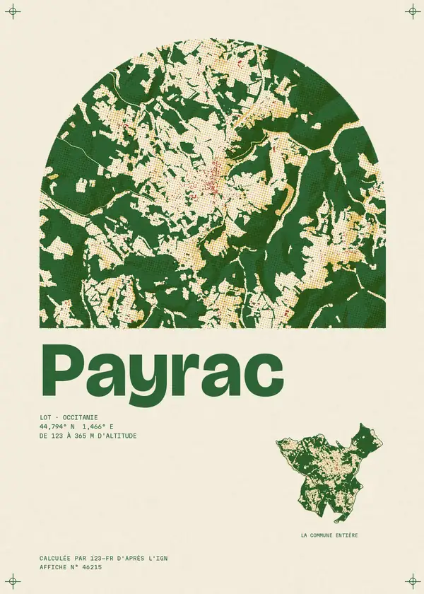 Affiche de Payrac, calculée par 123-fr d'après l'IGN