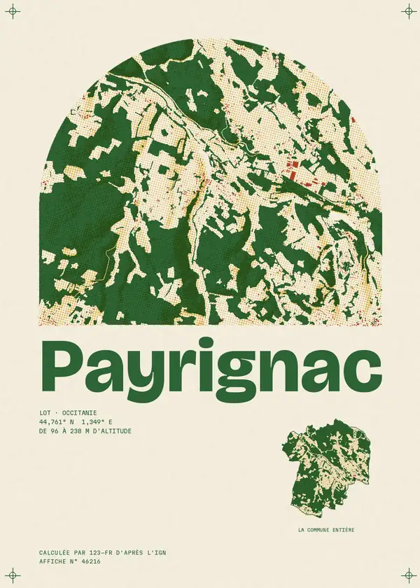 Affiche de Payrignac, calculée par 123-fr d'après l'IGN