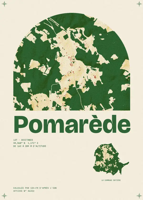 Affiche de Pomarède, calculée par 123-fr d'après l'IGN