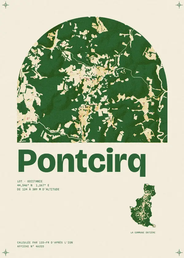 Affiche de Pontcirq, calculée par 123-fr d'après l'IGN