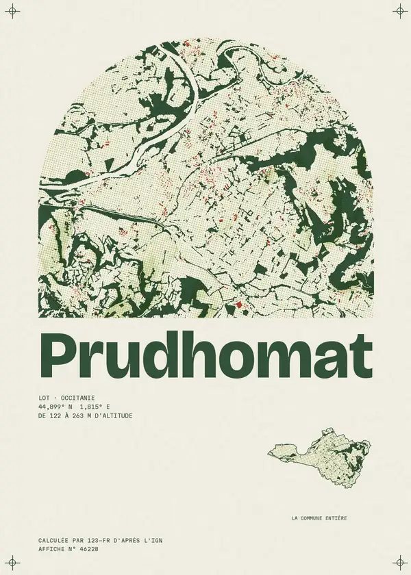 Affiche de Prudhomat, calculée par 123-fr d'après l'IGN