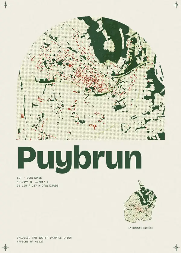 Affiche de Puybrun, calculée par 123-fr d'après l'IGN