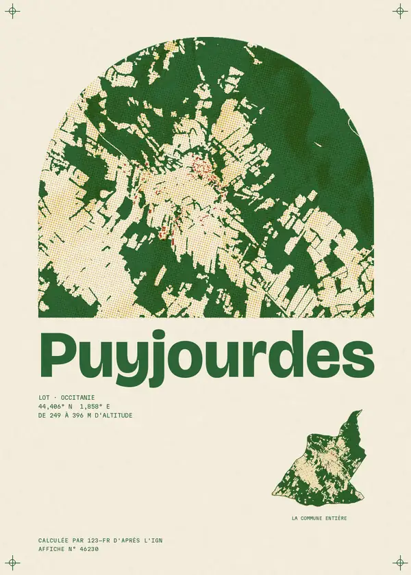 Affiche de Puyjourdes, calculée par 123-fr d'après l'IGN