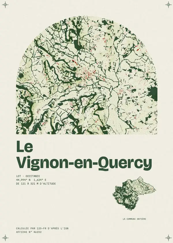 Affiche de Le Vignon-en-Quercy, calculée par 123-fr d'après l'IGN