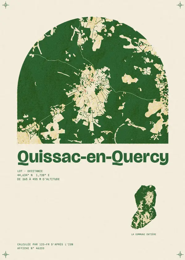 Affiche de Quissac-en-Quercy, calculée par 123-fr d'après l'IGN