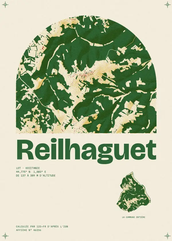 Affiche de Reilhaguet, calculée par 123-fr d'après l'IGN