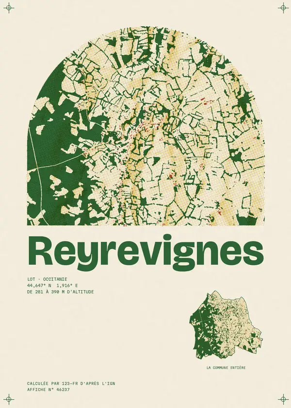 Affiche de Reyrevignes, calculée par 123-fr d'après l'IGN