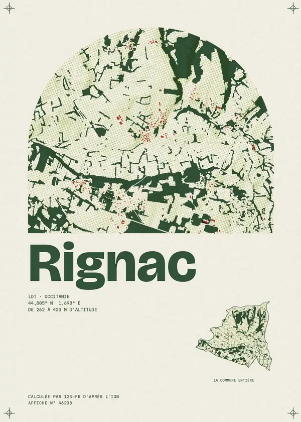 Affiche de Rignac, calculée par 123-fr d'après l'IGN