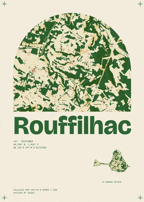 Affiche de Rouffilhac, calculée par 123-fr d'après l'IGN
