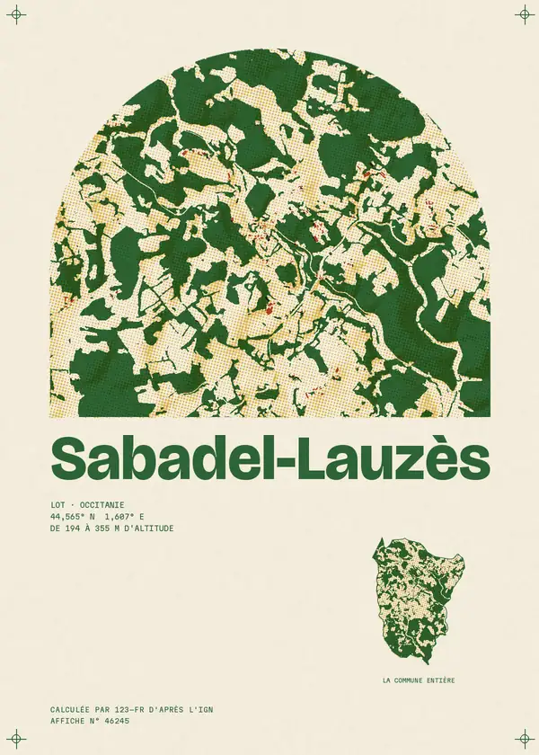 Affiche de Sabadel-Lauzès, calculée par 123-fr d'après l'IGN