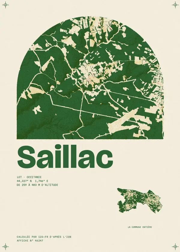 Affiche de Saillac, calculée par 123-fr d'après l'IGN