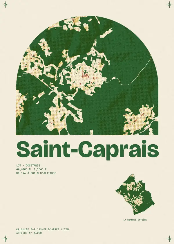 Affiche de Saint-Caprais, calculée par 123-fr d'après l'IGN