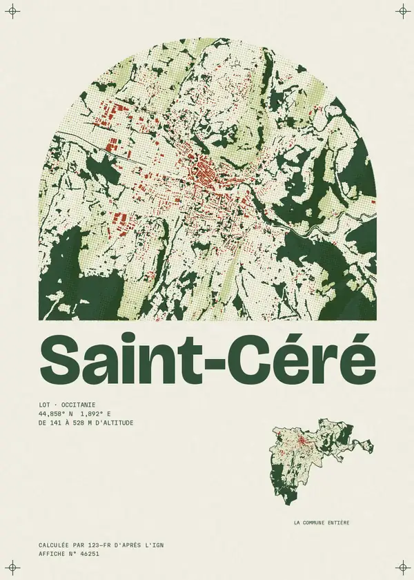 Affiche de Saint-Céré, calculée par 123-fr d'après l'IGN