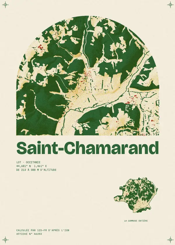Affiche de Saint-Chamarand, calculée par 123-fr d'après l'IGN